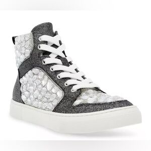 Betsey Johnson Bilie High Top Sneakers Rhinestone Crystal Embellished Size 7.5